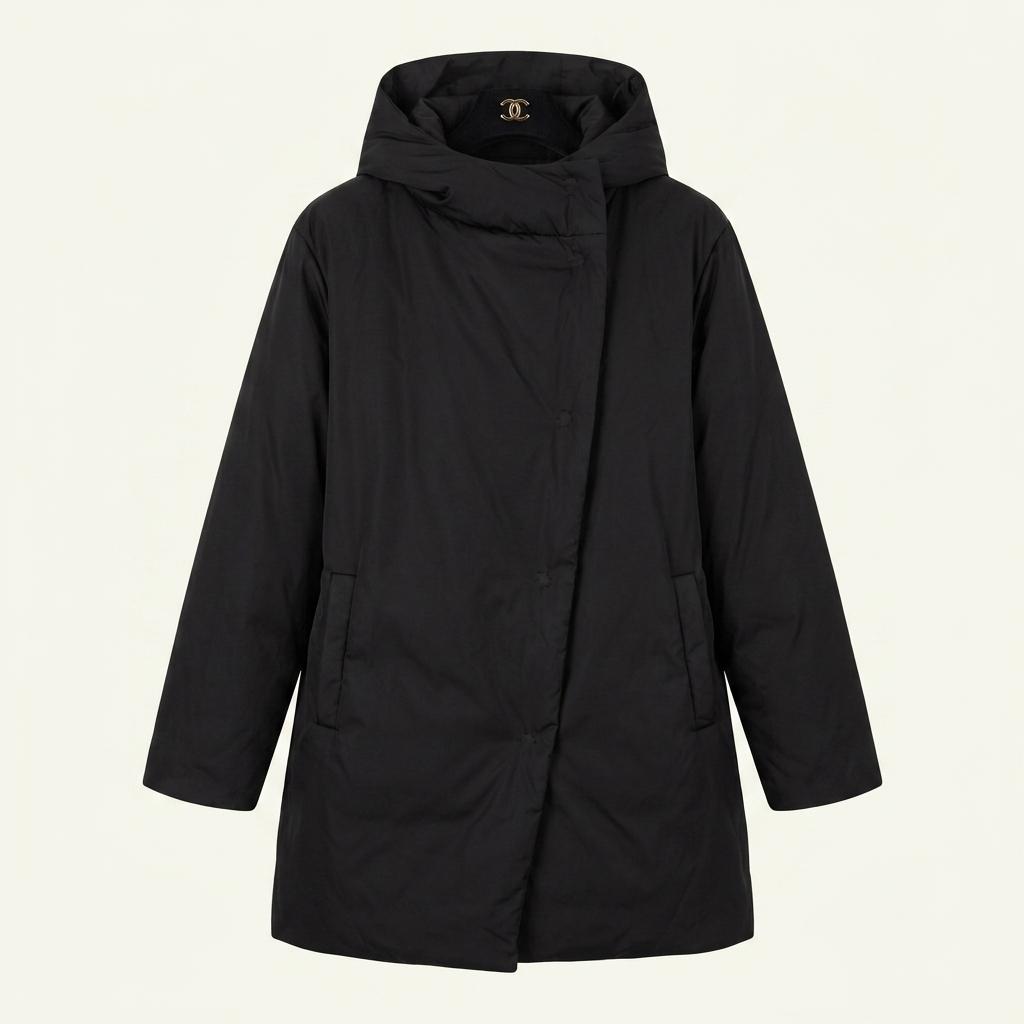 DKNY 블랙 후드 오리털 패딩 여성  코트  M 1