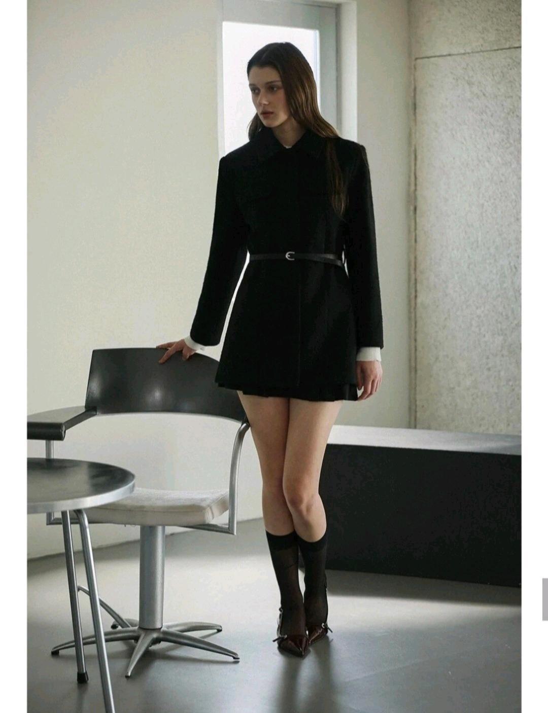 Belt Half Wool Jacket (black) 2