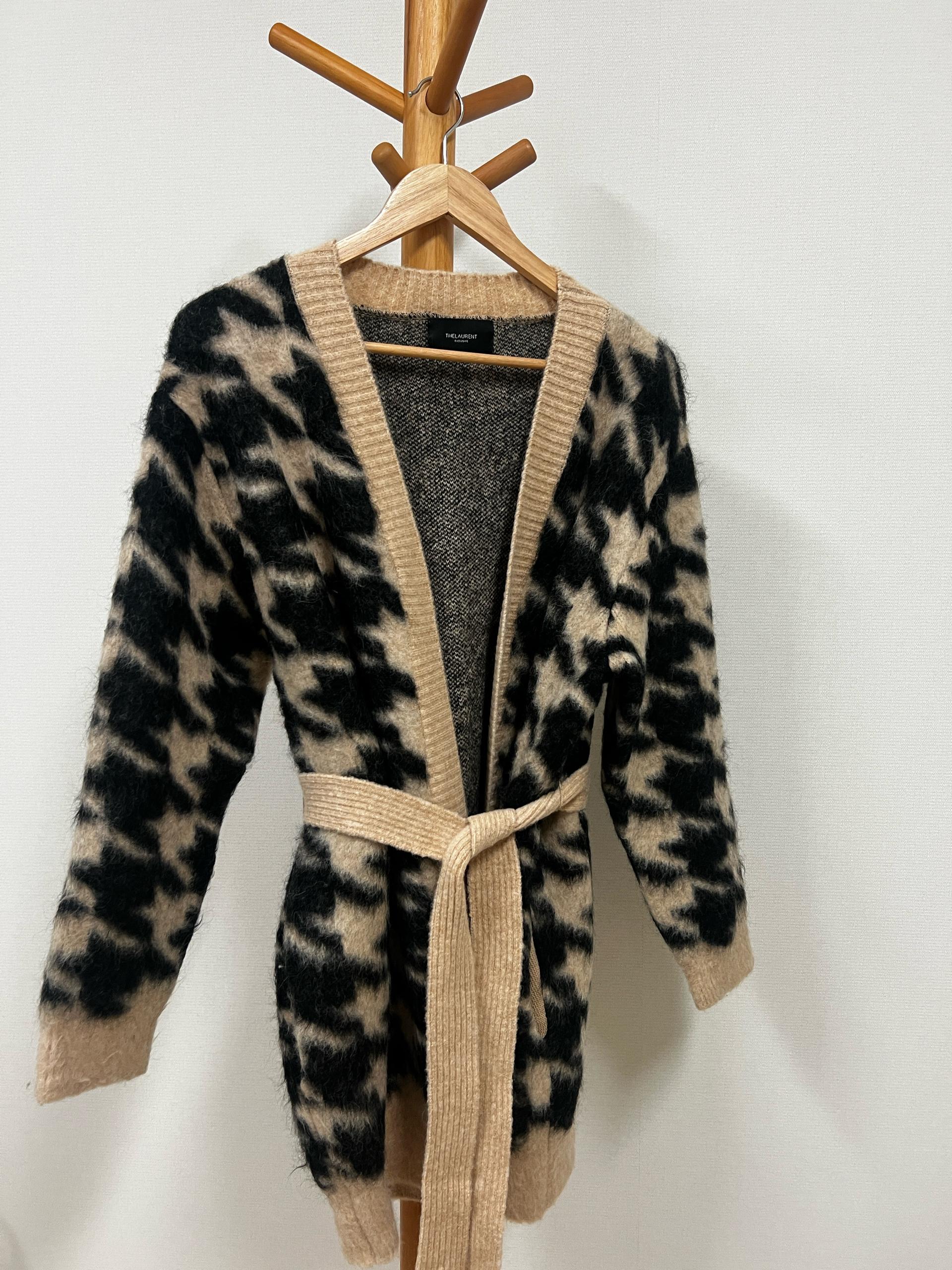 더 로랑 [EXCLUSIVE] Houndstooth mohair knit coat 2