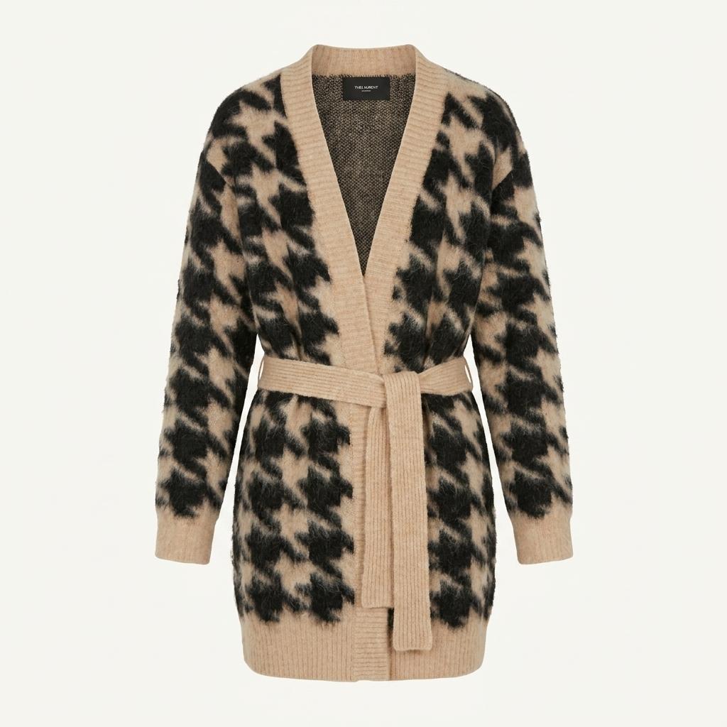 더 로랑 [EXCLUSIVE] Houndstooth mohair knit coat 1