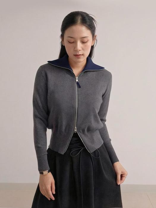 마일리로우 집업 니트 가디건 그레이 2