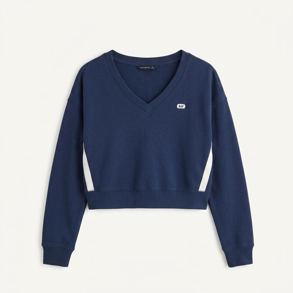Abercrombie 아베크롬비 브이넥 크롭 맨투맨 S 1