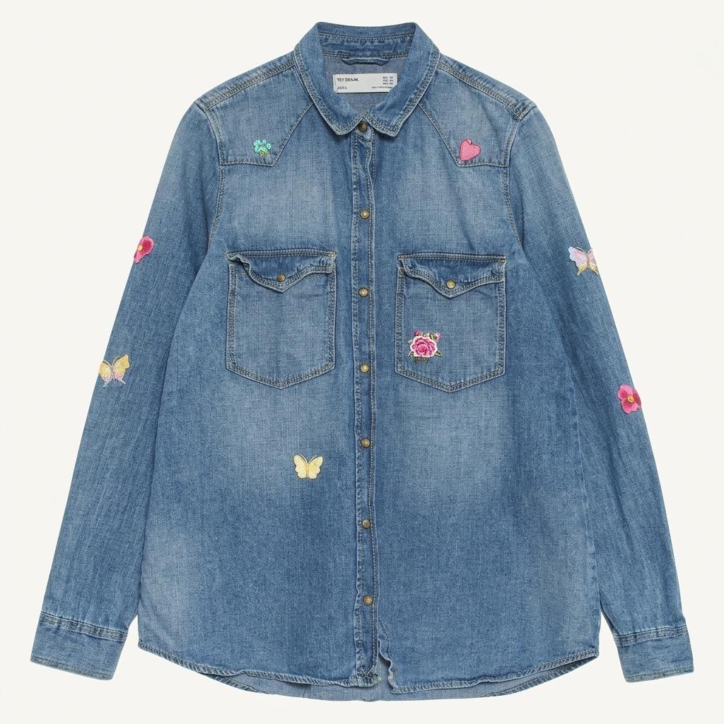 [50% 할인] ZARA 우먼스 자수 청남방 1