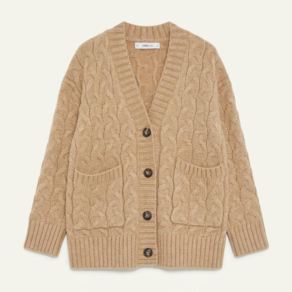 [50% 할인] ZARA 자라 우먼스 케이블 오버 가디건 / M 1