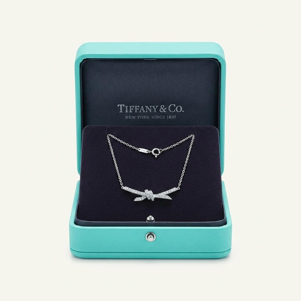 티파니 노트 풀다이아 목걸이 화이트골드 1
