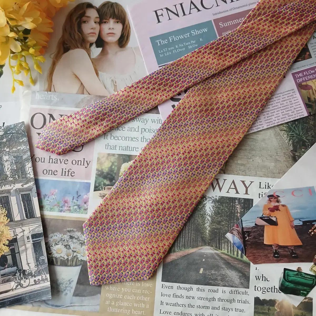 미쏘니 실크 믹스 기하 패턴 넥타이 9.4cm A+등급 A19741 7