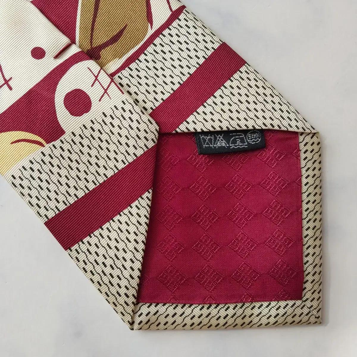 지방시 실크 아이보리 아트 패널 넥타이 9.5cm A등급 K1838 3