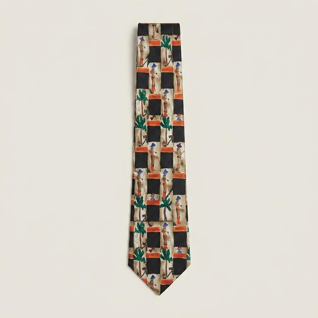던힐 실크 블랙 패턴 넥타이 9.9cm A+등급 K1822 1