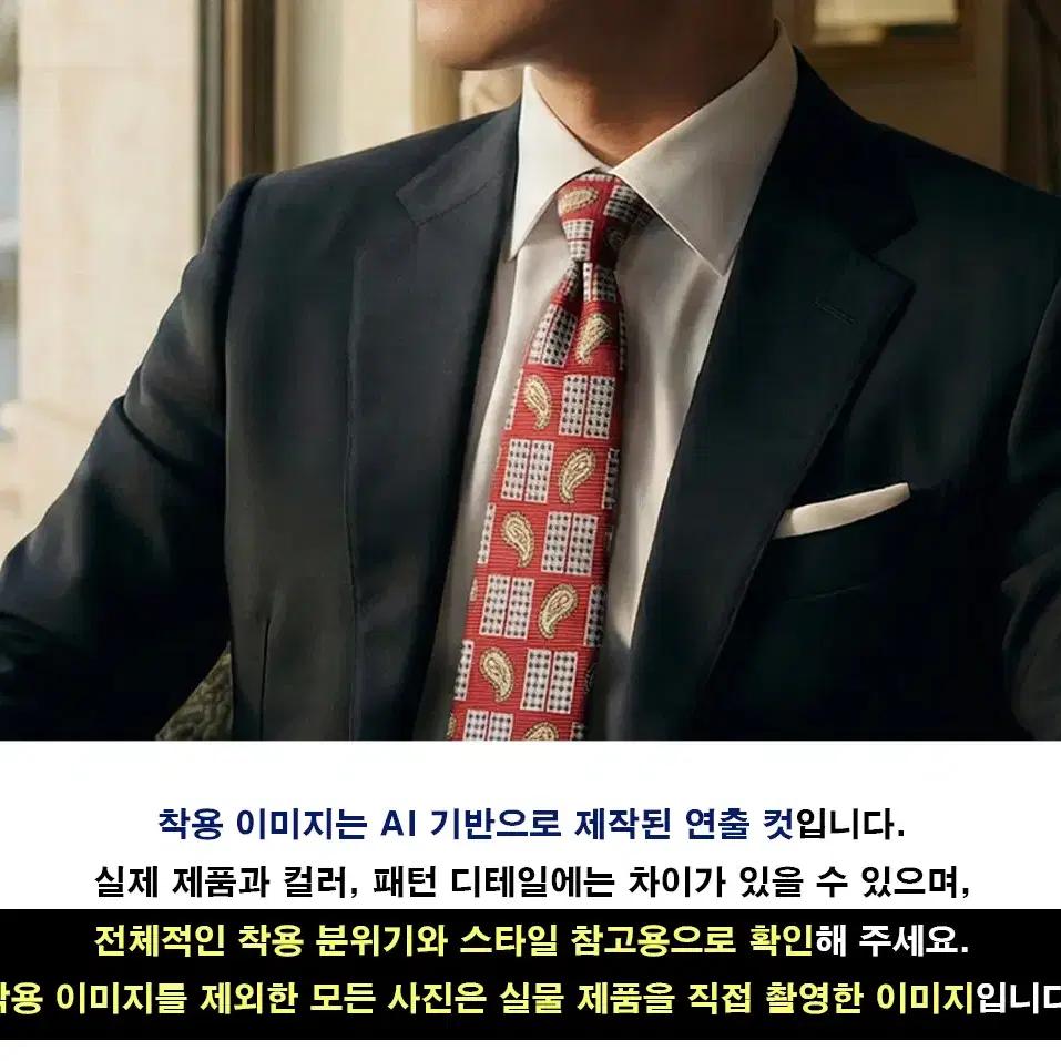 발망 실크 레드 페이즐리 패턴 넥타이 9.5cm A+등급 K1627 6