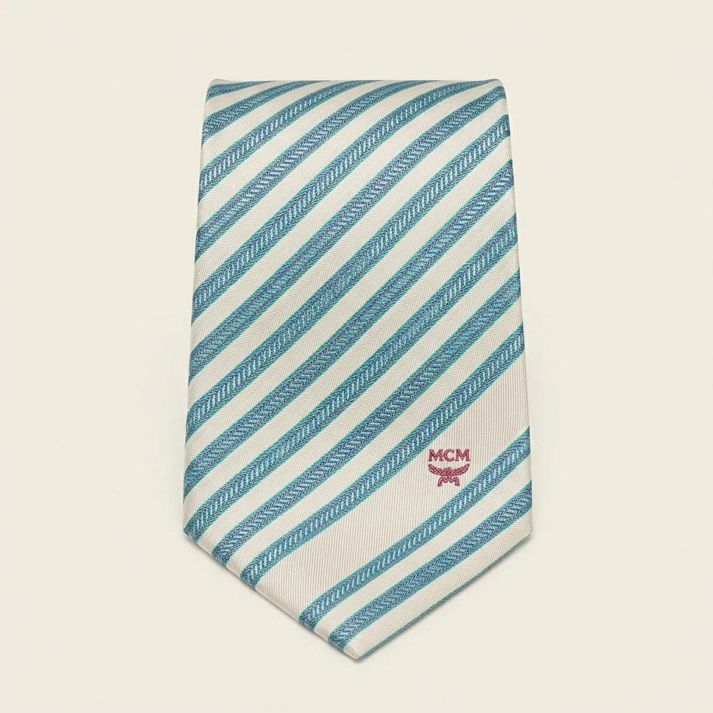 MCM 실크 스카이블루 스트라이프 넥타이 9.2cm A+등급 A19282 1