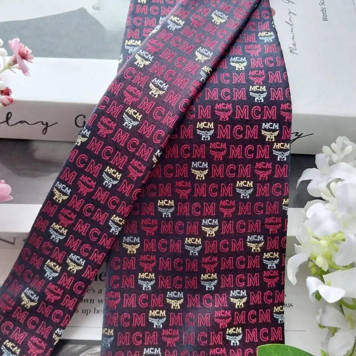 MCM 실크 퍼플 로고 올오버 넥타이 9.3cm A+등급 K1463 7