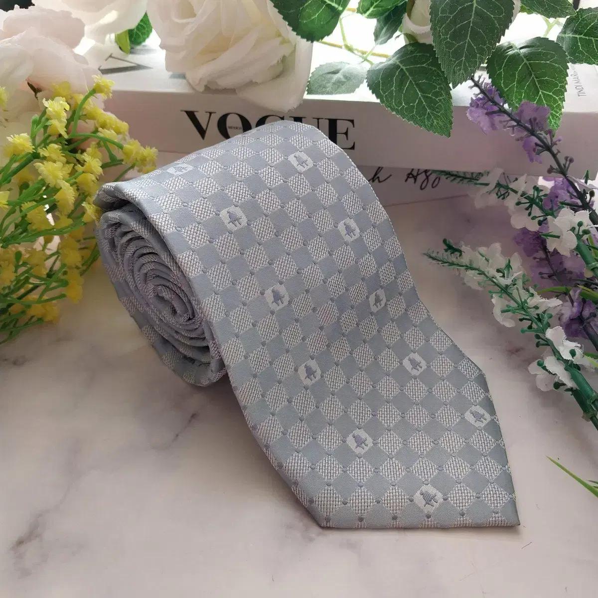 폴 스튜어트 실크 하늘색 로고 자수 넥타이 8.7cm A+등급 K1333 6