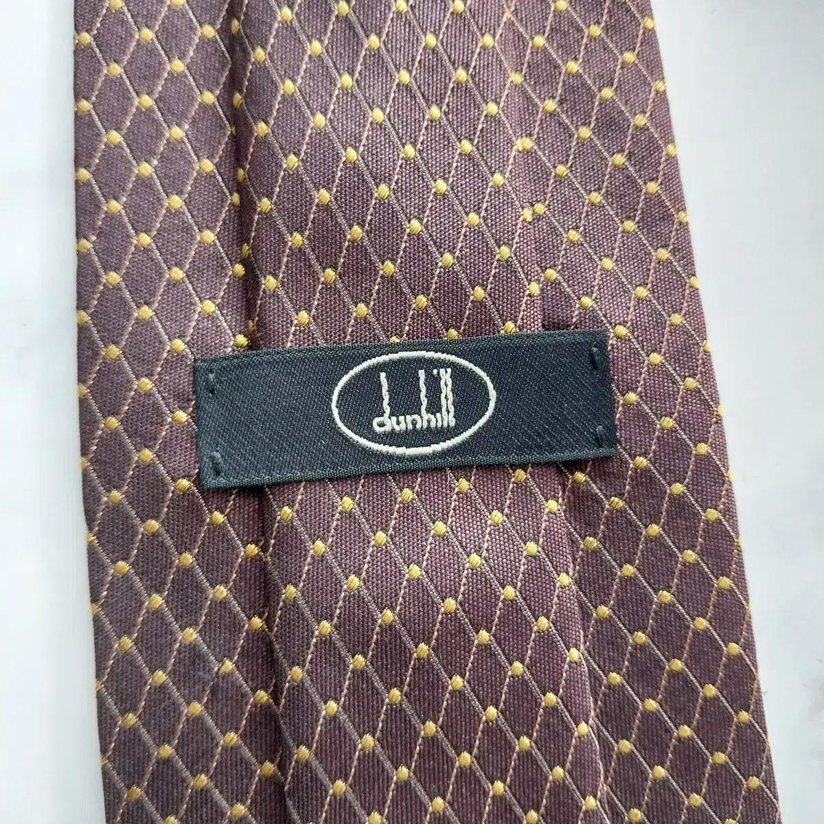 던힐 실크 브라운 골드 도트 패턴 넥타이 9.5cm A+등급 K1232 4
