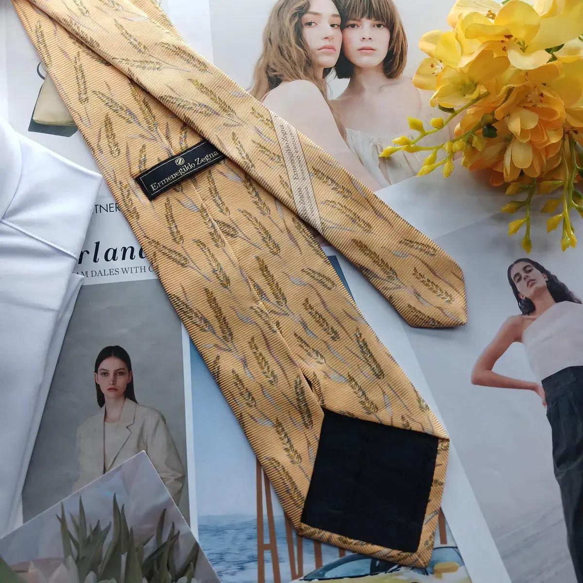 에르메네질도 제냐 실크 베이지 넥타이 9.5cm A등급 A18541 7
