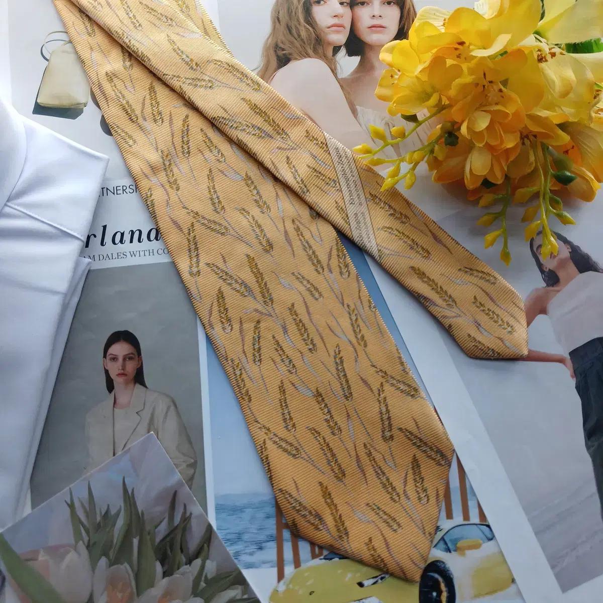 에르메네질도 제냐 실크 베이지 넥타이 9.5cm A등급 A18541 6