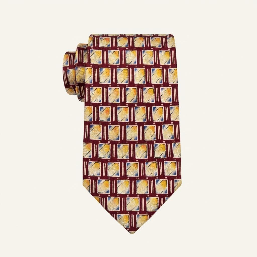 지방시 실크 레드 기하학 패턴 넥타이 9.3cm A+등급 A18393 1