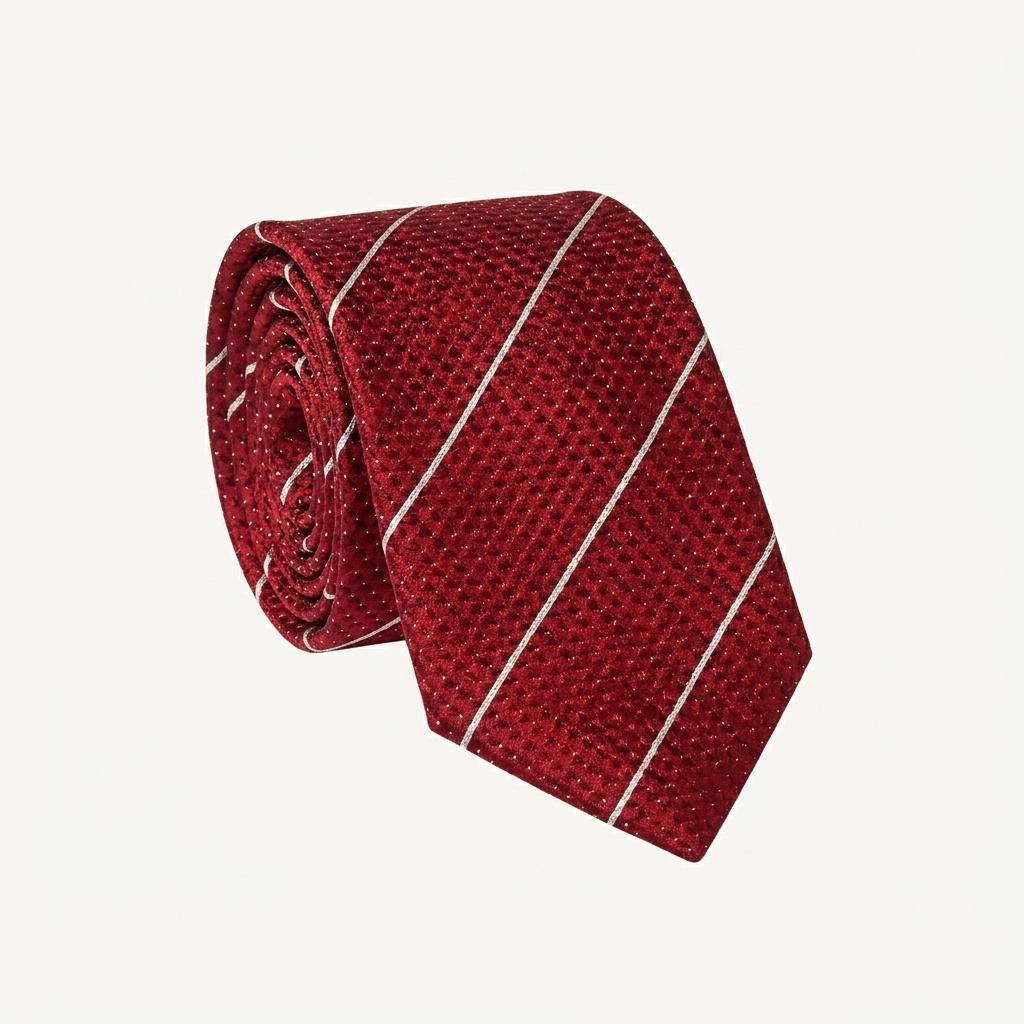 피에르가르뎅 실크 레드 스트라이프 넥타이 7.9cm A+등급 A17556 1