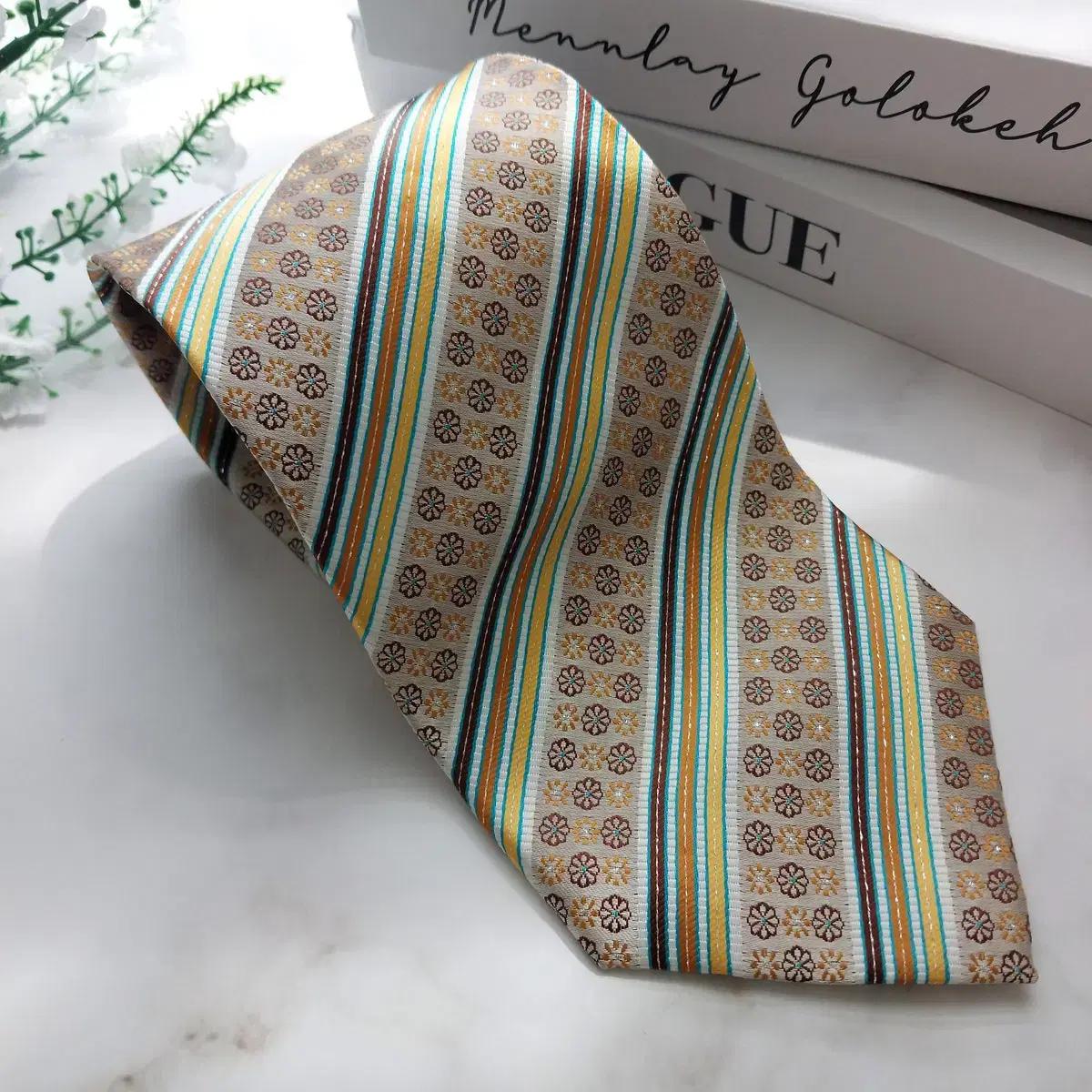 피에르발망 폴리 플라워 스트라이프 넥타이 9cm S등급 K34 2