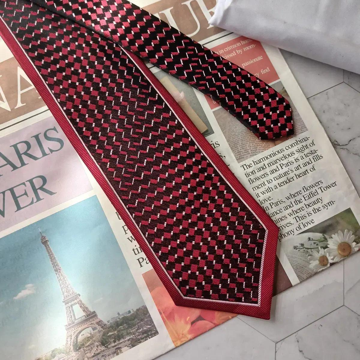 찰스주르당 실크 체커드 스트라이프 넥타이 9.3cm A+등급 A17441 3