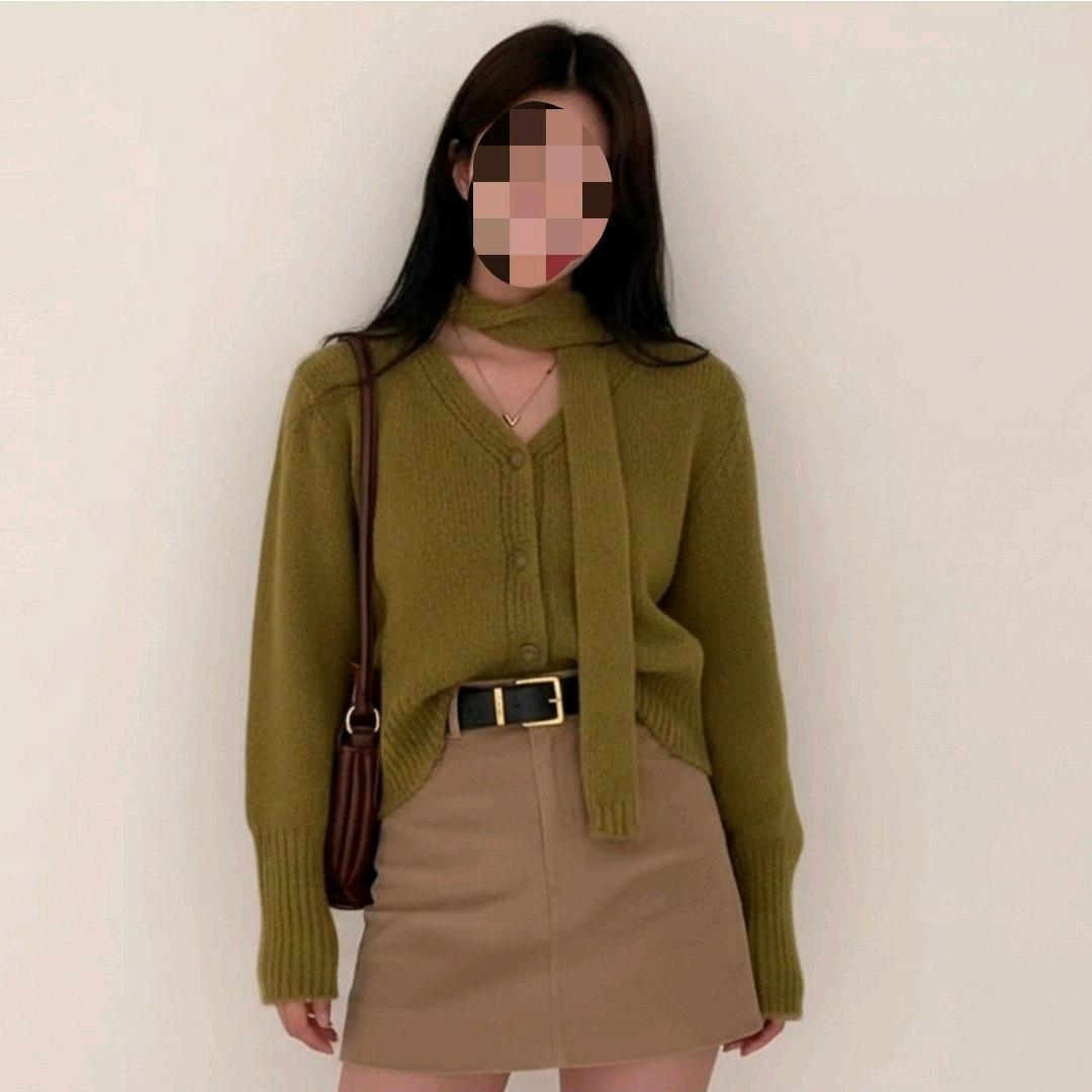 폼폼 타이 브이넥 니트 가디건 5
