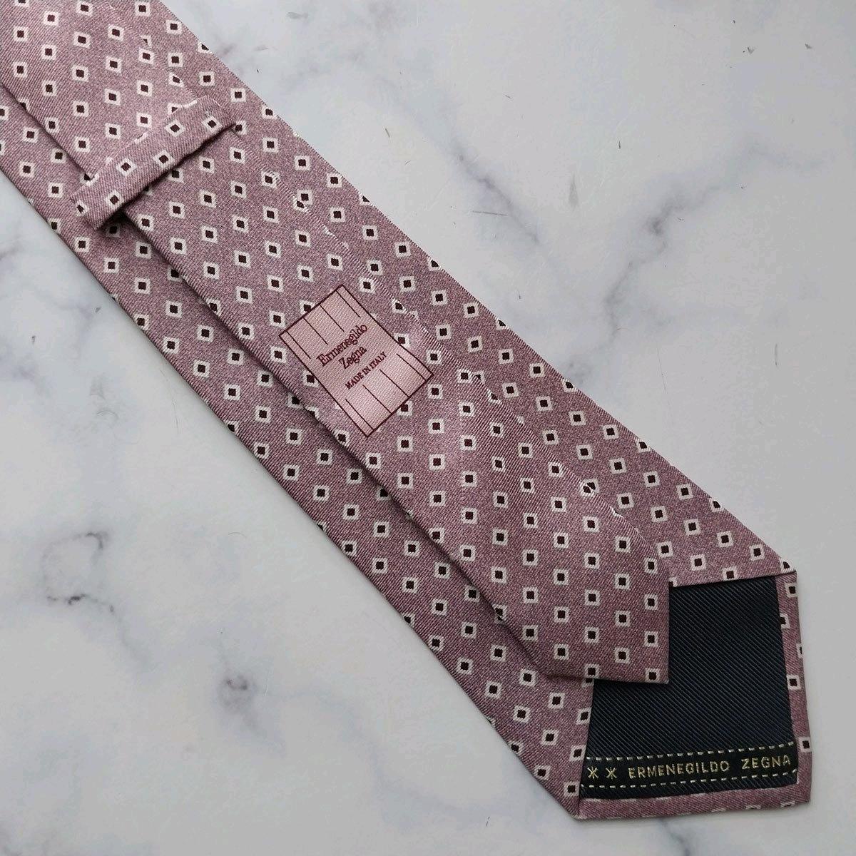 에르메네질도 제냐 실크 패턴 넥타이 8.9cm A+등급 K2179 9