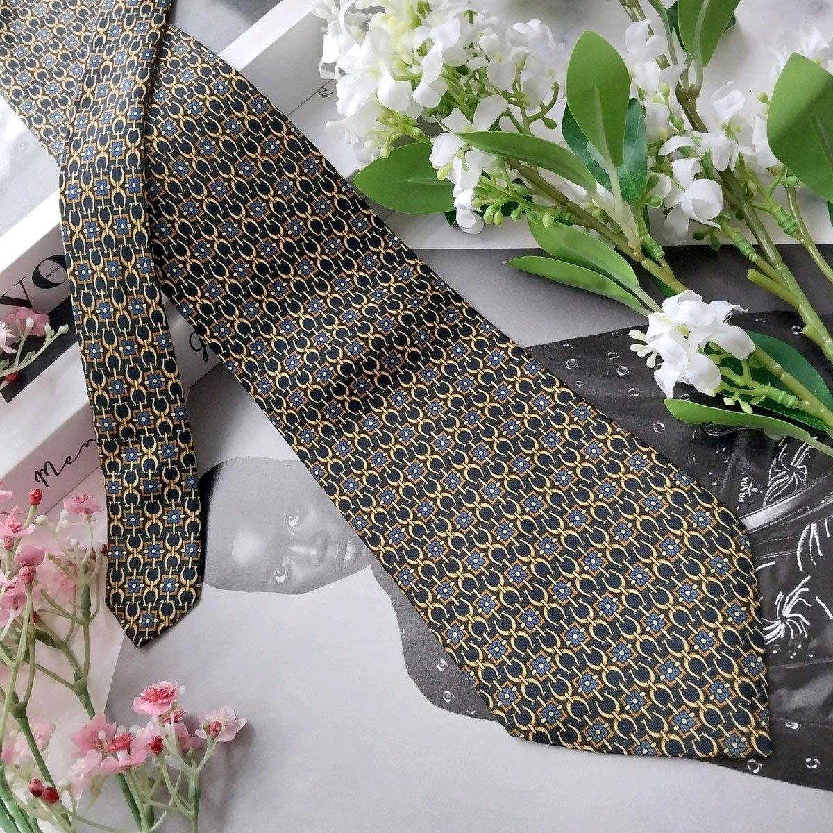 란셀 실크 블랙 패턴 넥타이 9.4cm A+등급 K2182 5