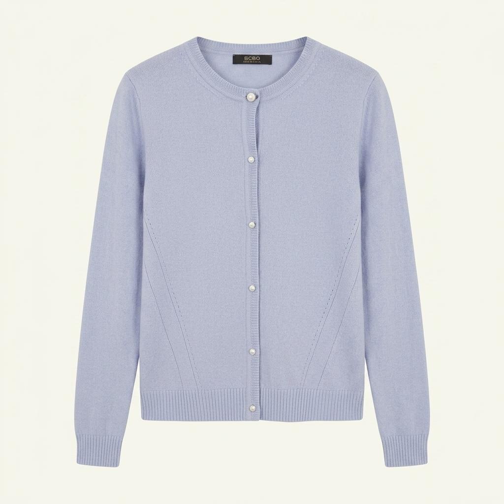 BCBG 페일블루 진주 버튼 캐시미어 블랜딩 가디건(사이즈 M) 1