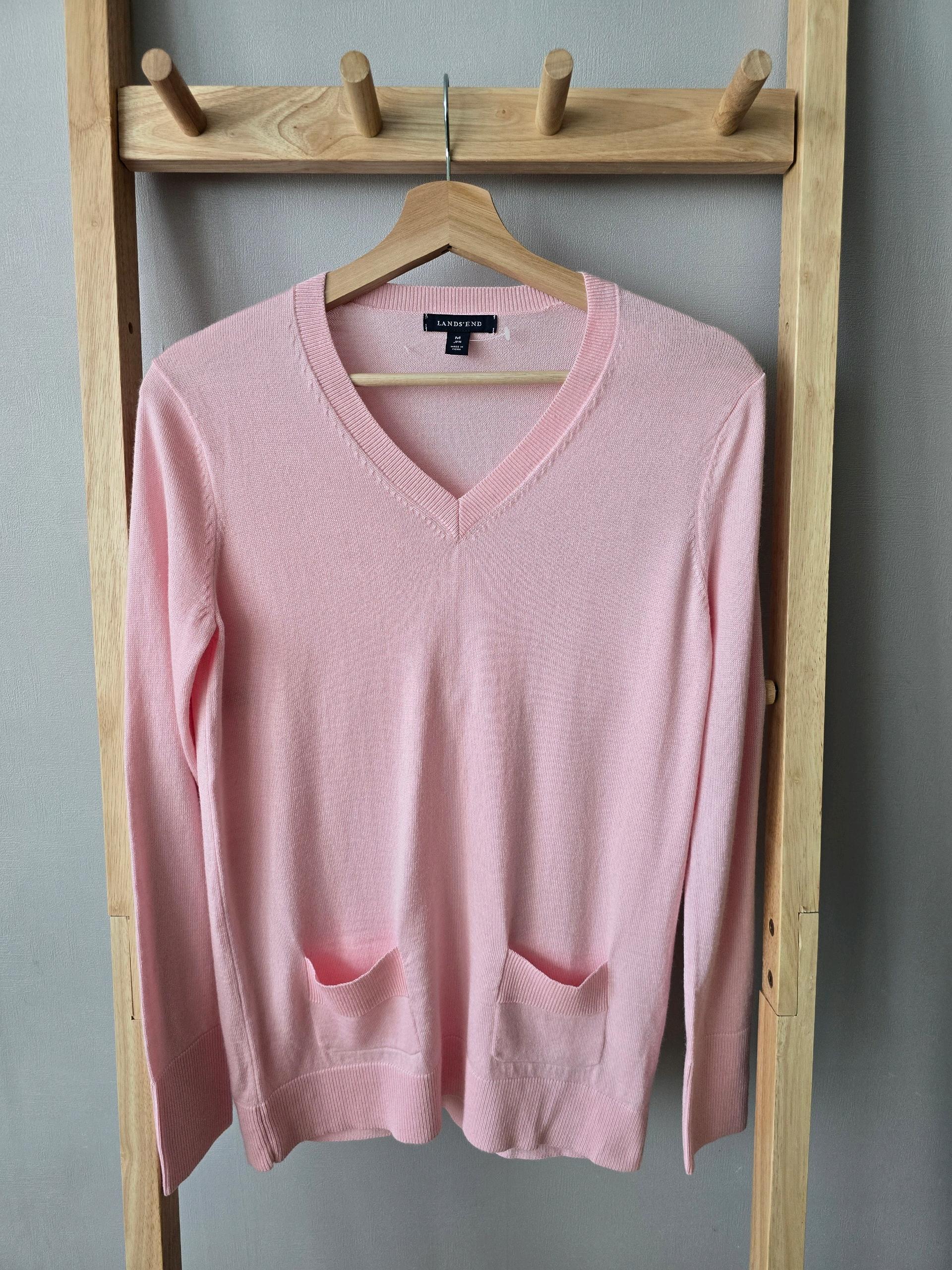 LANDS' END 메리노울·실크 캐시미어 혼방 V넥 니트 2