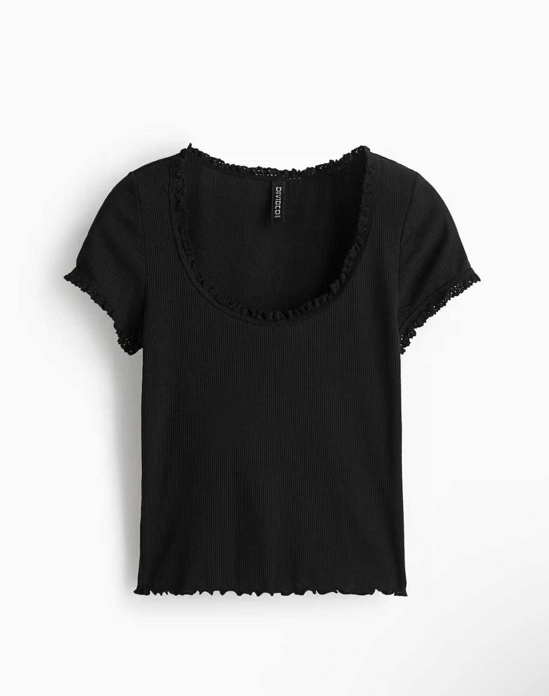 새상품) H&M 프릴 반팔 M 블랙 3