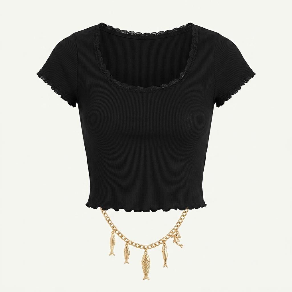 새상품) H&M 프릴 반팔 M 블랙 1