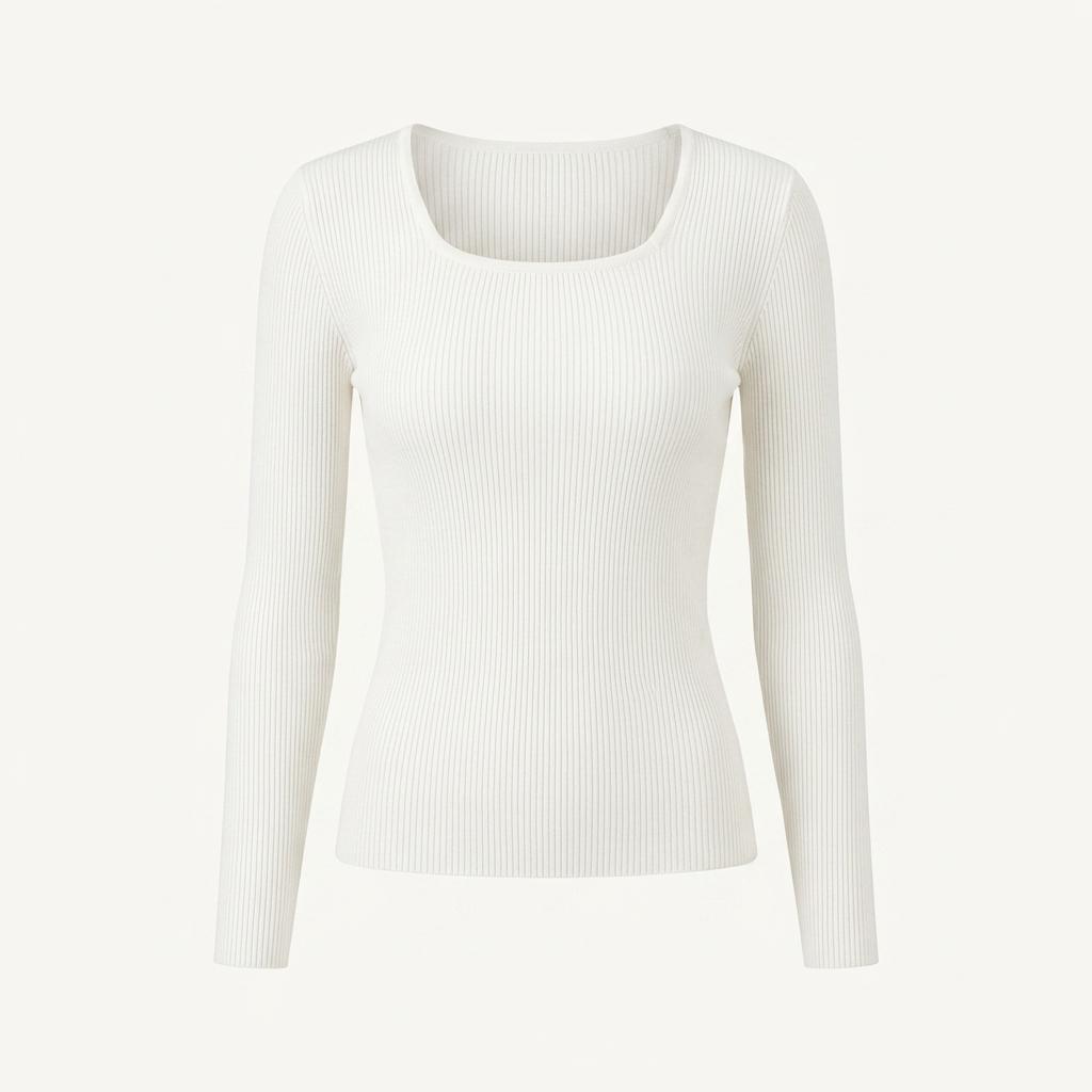 MONGDOL 스퀘어 골지 니트 티셔츠 Ivory