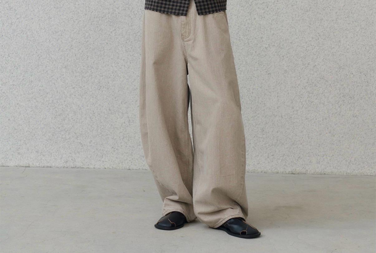노운 와이드 커브드 데님 팬츠 4