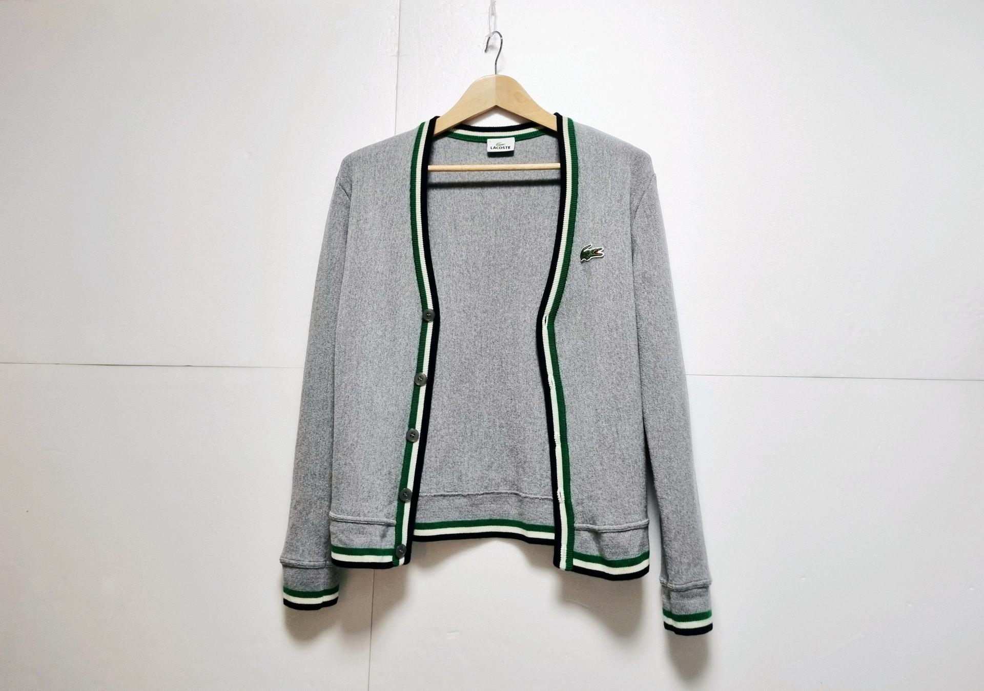 남성 라코스테 WOOL 울 모 그레이 회색 긴팔 가디건 니트 스웨터 3