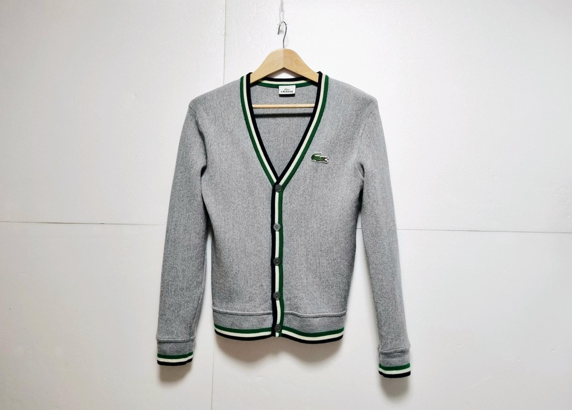 남성 라코스테 WOOL 울 모 그레이 회색 긴팔 가디건 니트 스웨터 4