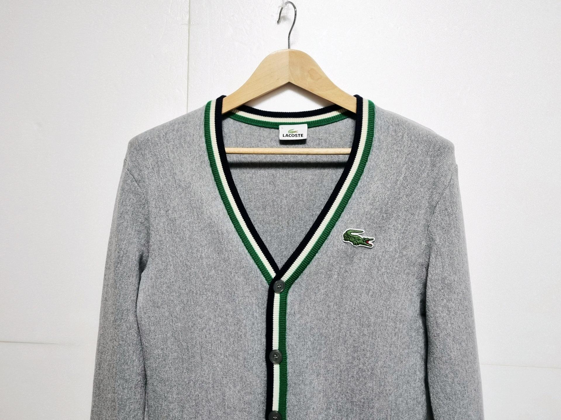 남성 라코스테 WOOL 울 모 그레이 회색 긴팔 가디건 니트 스웨터 7
