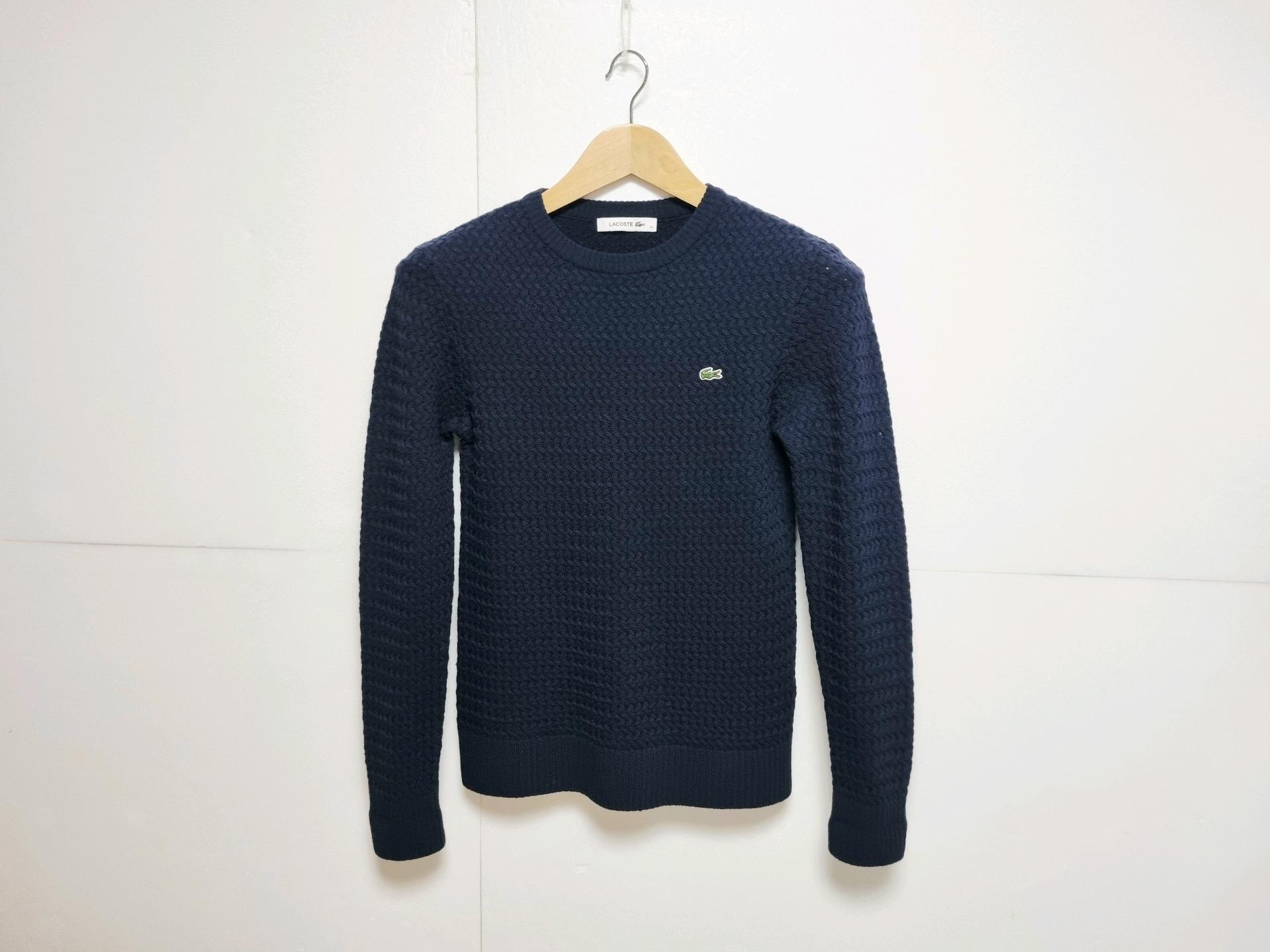 여성 라코스테 WOOL 울 모 케이블 꽈배기 네이비 긴팔 니트 스웨터 2