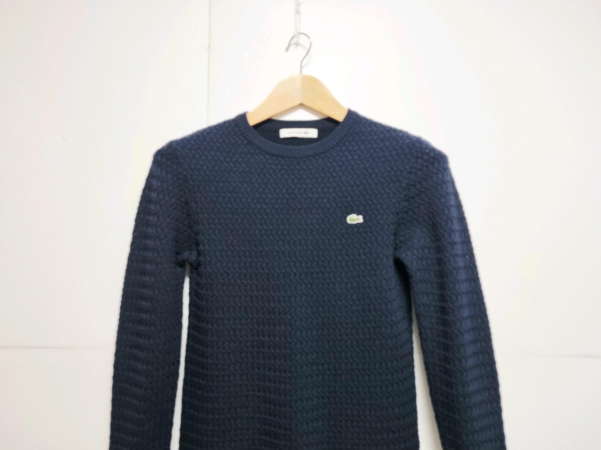 여성 라코스테 WOOL 울 모 케이블 꽈배기 네이비 긴팔 니트 스웨터 3