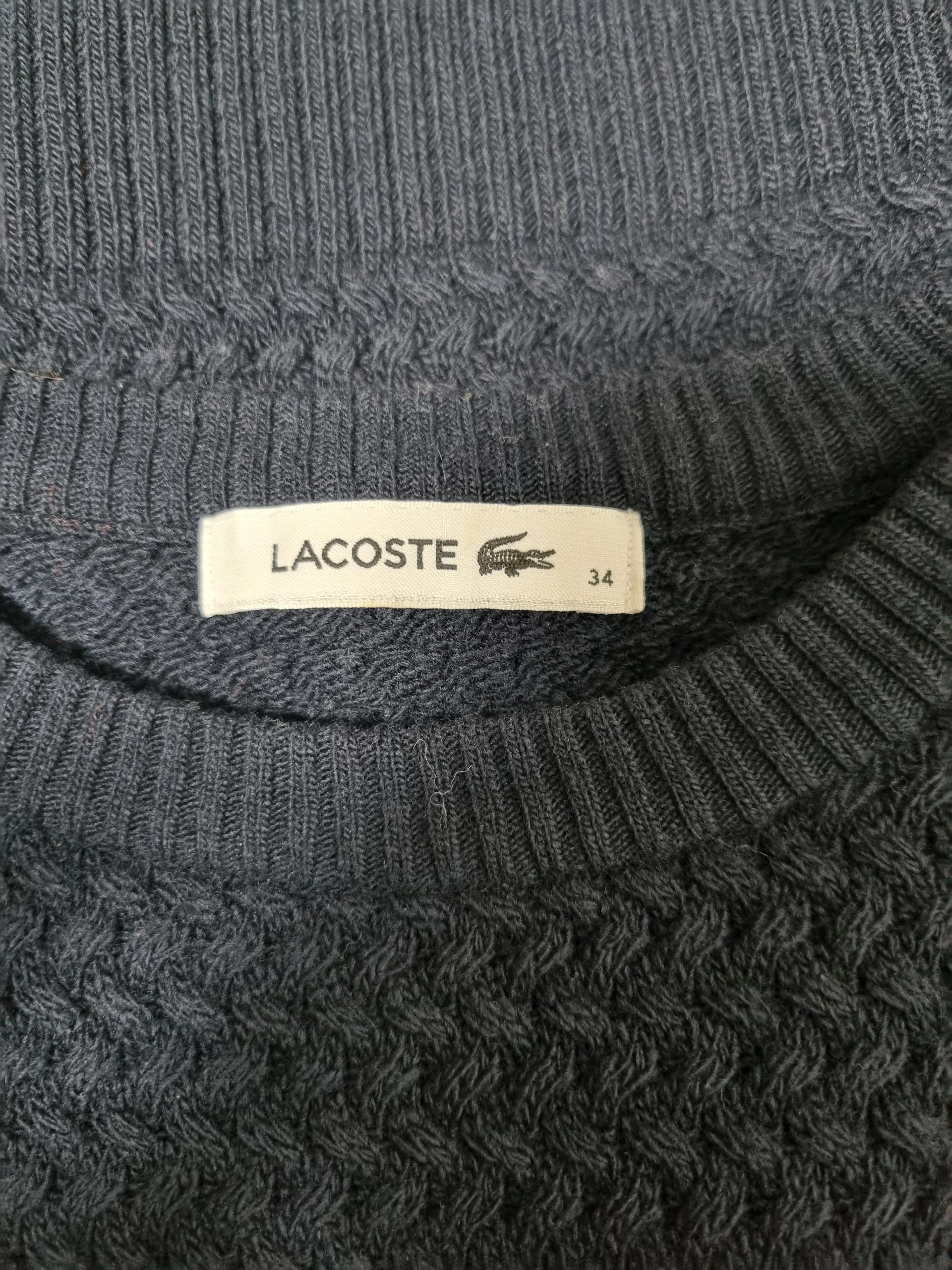 여성 라코스테 WOOL 울 모 케이블 꽈배기 네이비 긴팔 니트 스웨터 10