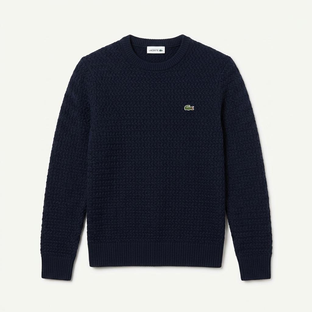 여성 라코스테 WOOL 울 모 케이블 꽈배기 네이비 긴팔 니트 스웨터 1