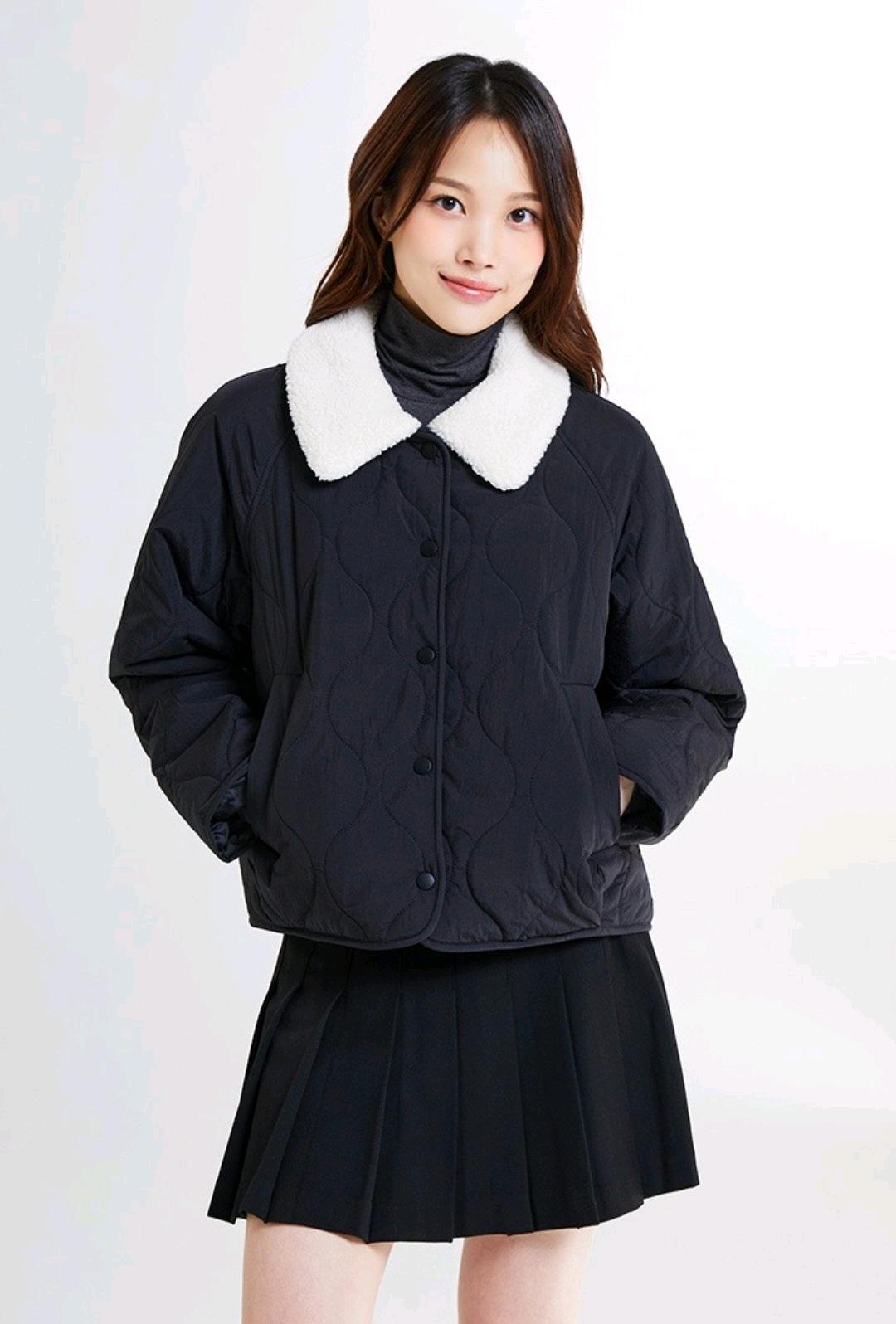 스파오 뽀글이 카라 탈착 경량 패딩 자켓 2