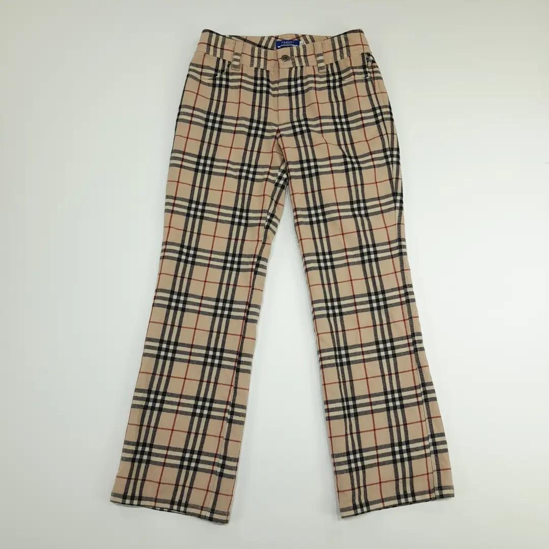 CN729 S 버버리 00s 일본판 노바체크 부츠컷 베이지 바지 2