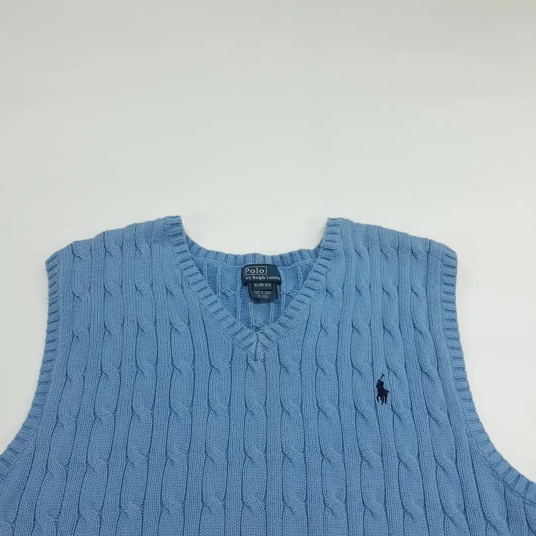 CN533 L-XL 폴로 00s 코튼 브이넥 라이트블루 케이블 조끼 3