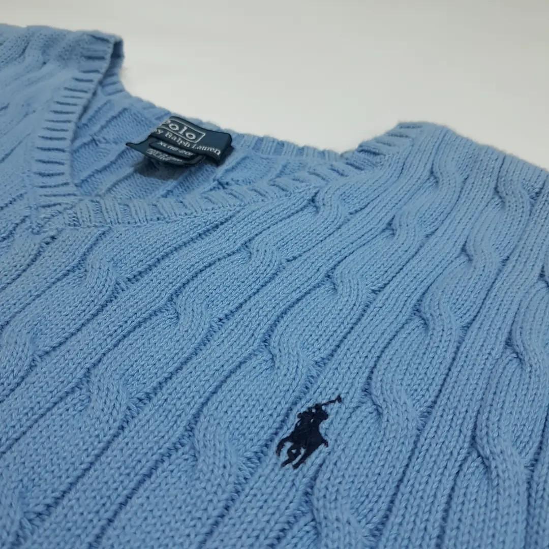 CN533 L-XL 폴로 00s 코튼 브이넥 라이트블루 케이블 조끼 5