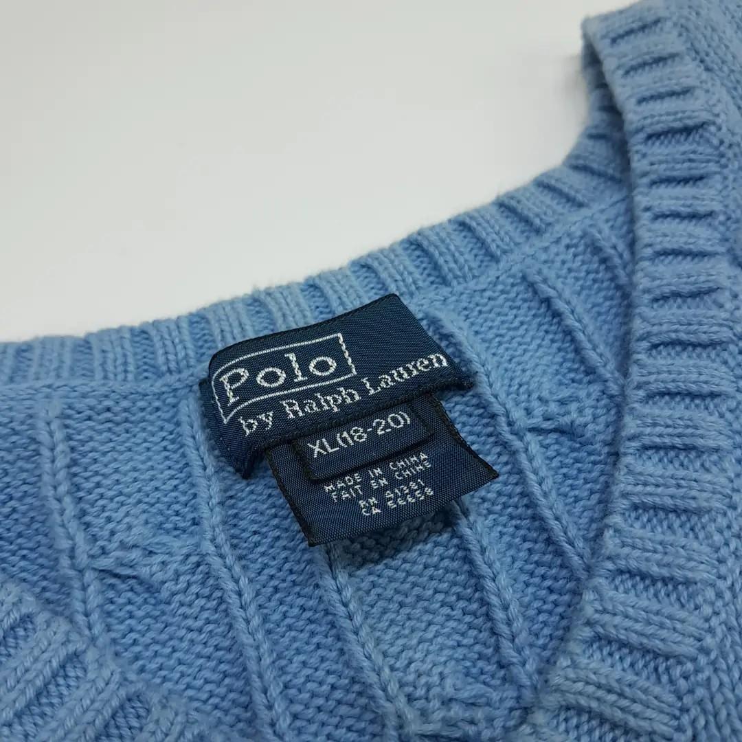 CN533 L-XL 폴로 00s 코튼 브이넥 라이트블루 케이블 조끼 4