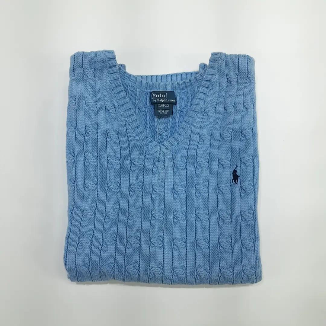 CN533 L-XL 폴로 00s 코튼 브이넥 라이트블루 케이블 조끼 8