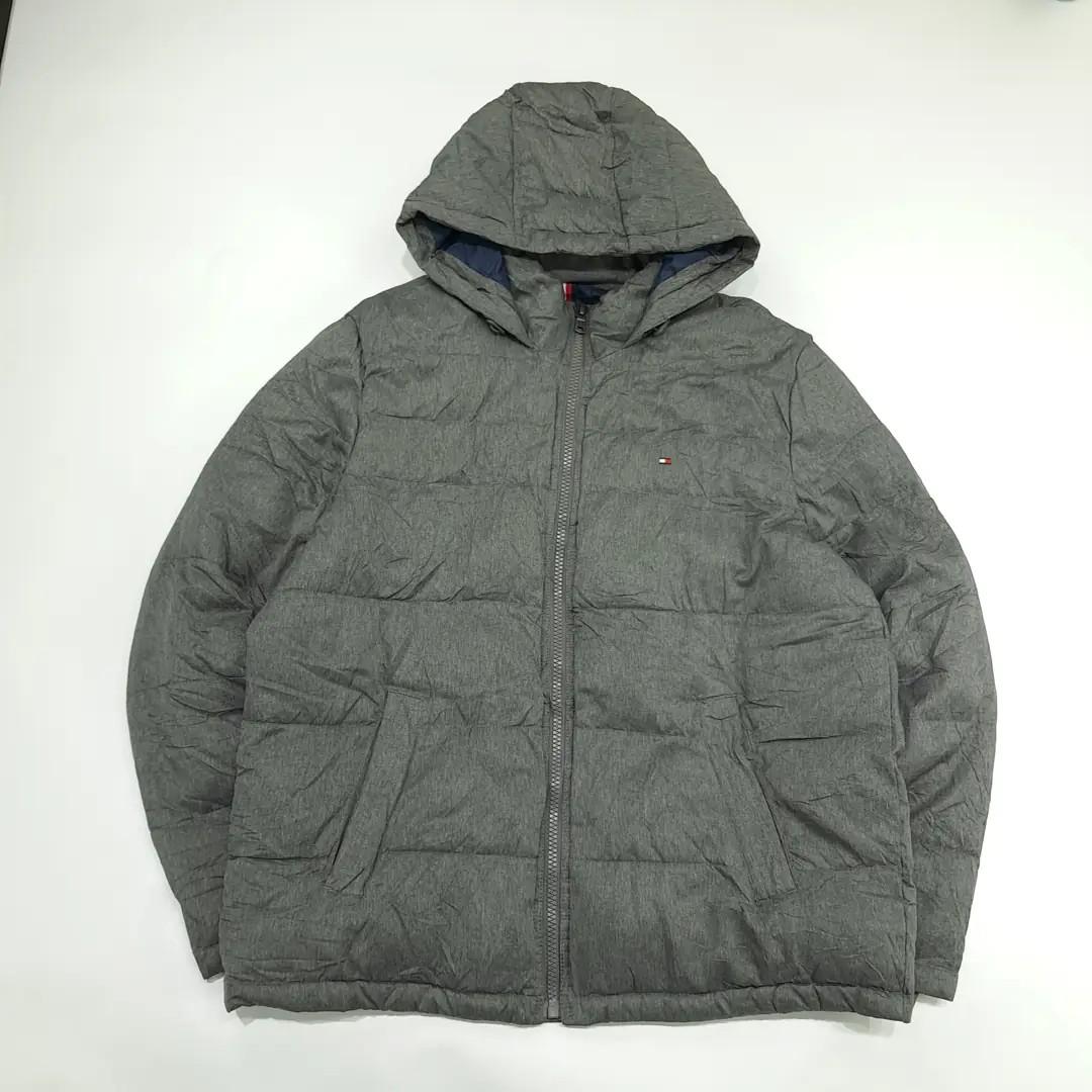 CN341 XL 타미힐피거 폴리 후드 퀼팅 멜란지그레이 자켓 2