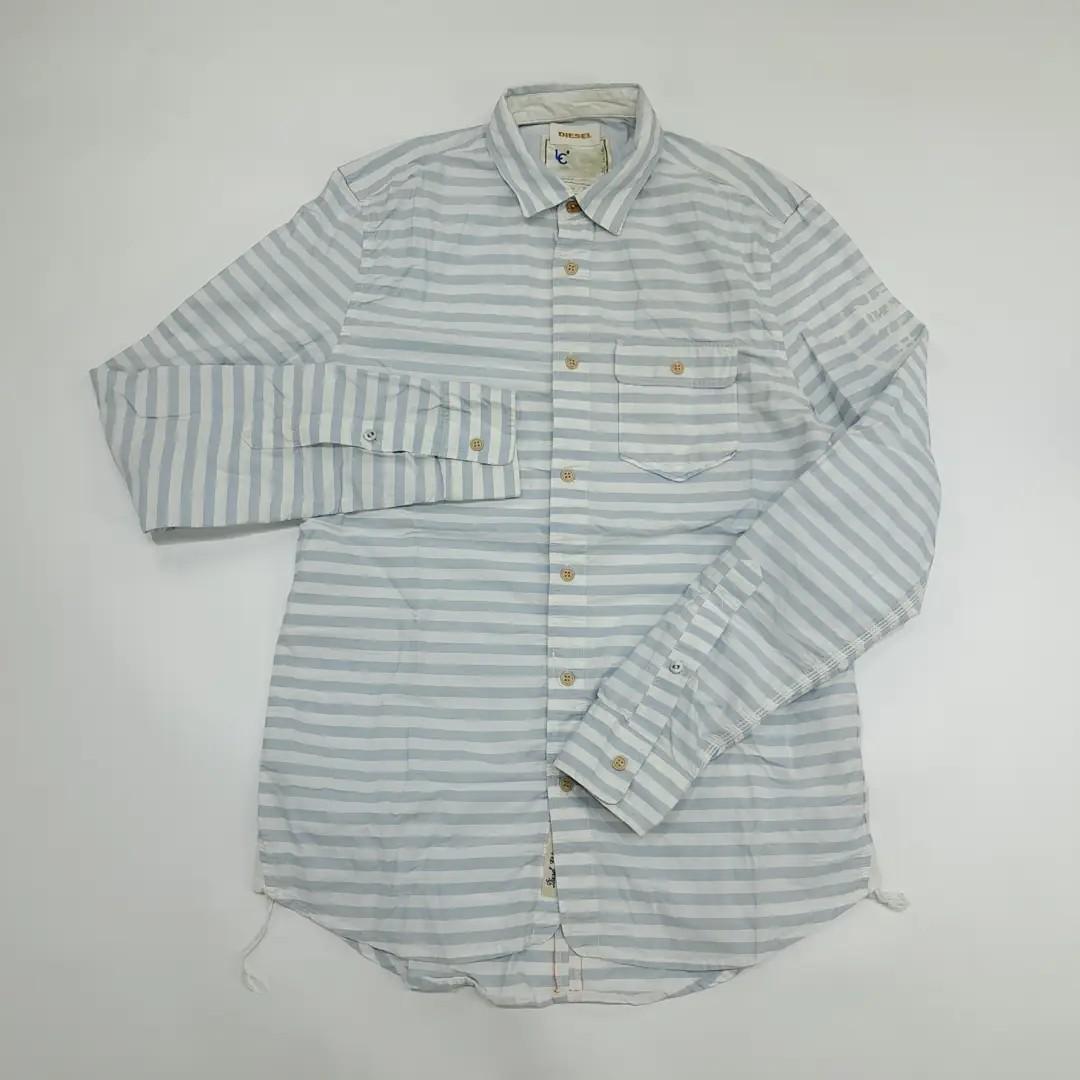 CN323 L 디젤 00s 코튼 가로스트라이프 라이트블루 셔츠 남방 4