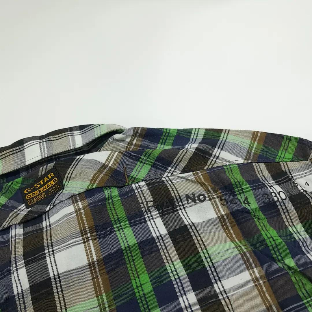 CN261 XL 지스타로우 코튼 레인저체크 시리얼넘버 그린 셔츠 남방 10