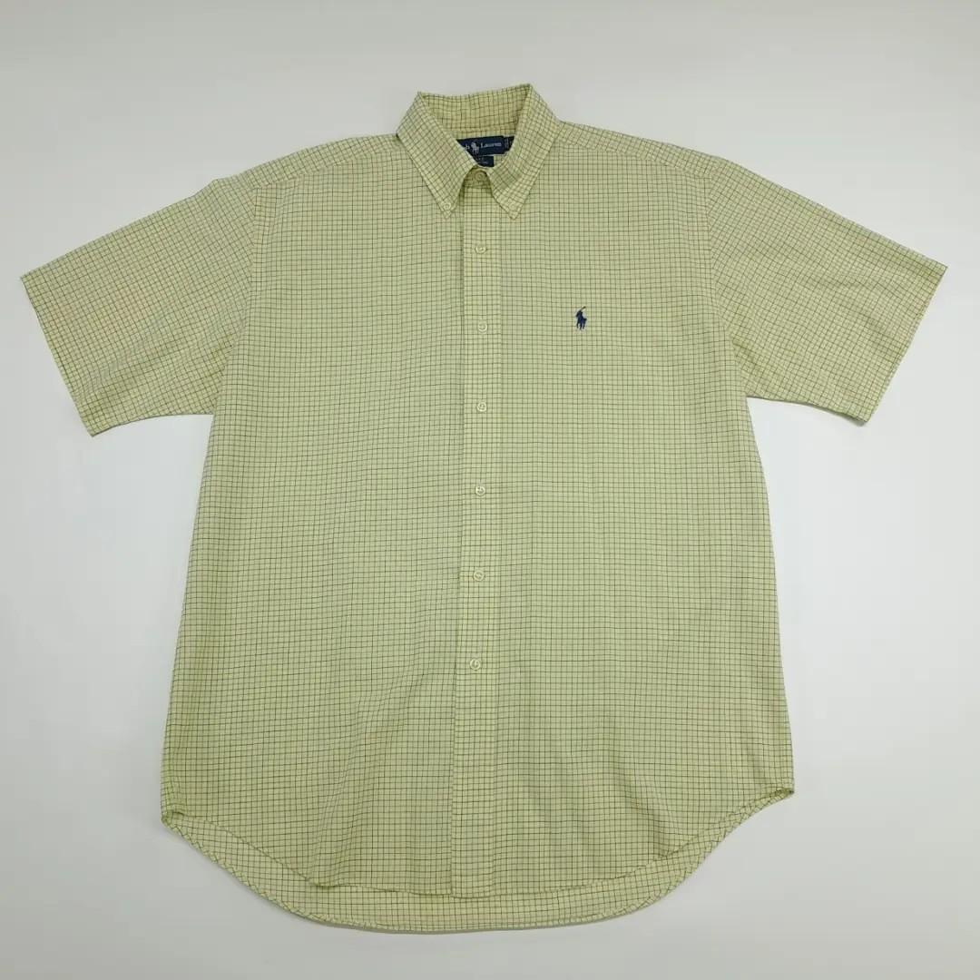 Cp019 M 폴로 90s 코튼 그래프체크 페일옐로우 셔츠 2