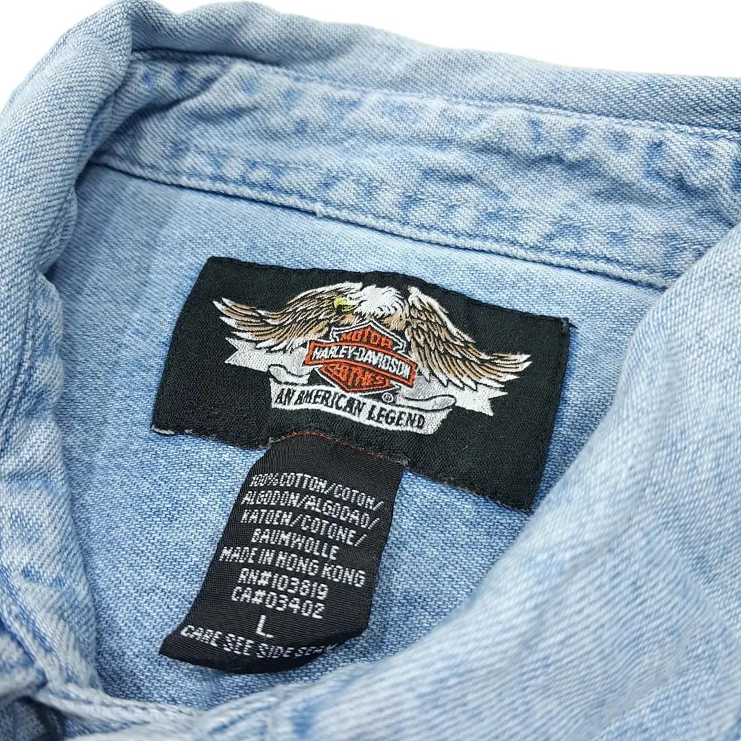 CL588 L 할리데이비슨 00s 홍콩판 버튼다운 데님셔츠 4